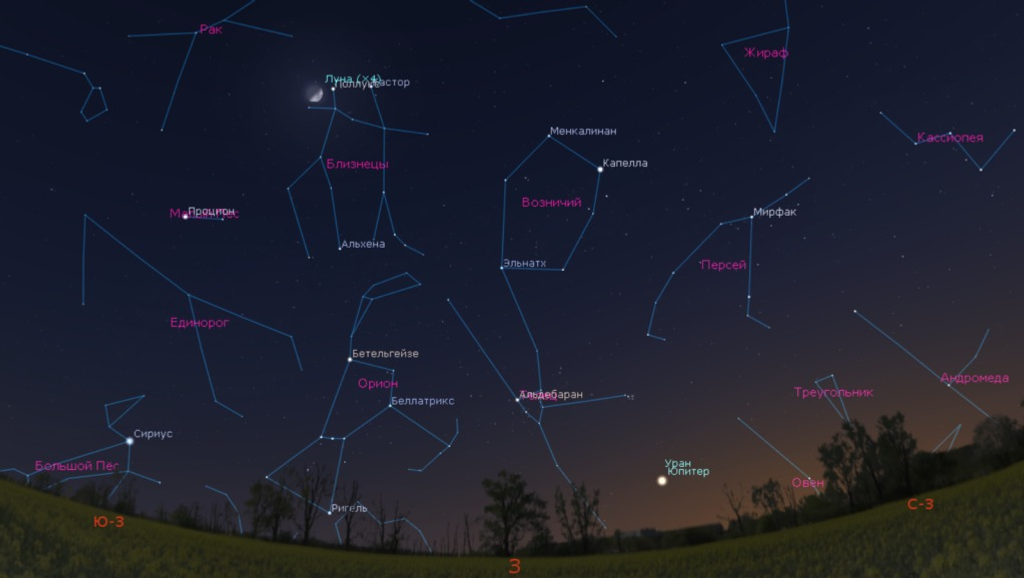 Уфимский городской планетарий  Юпитер на вечернем небе 15 апреля в 21.00